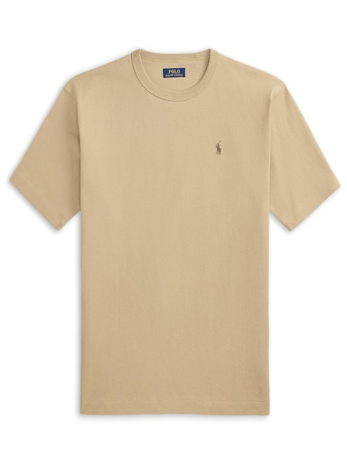 Camiseta Masculina Manga Curta Classic Logo Bordado - Bege Camiseta Masculina Manga Curta Classic Logo Bordado - Bege