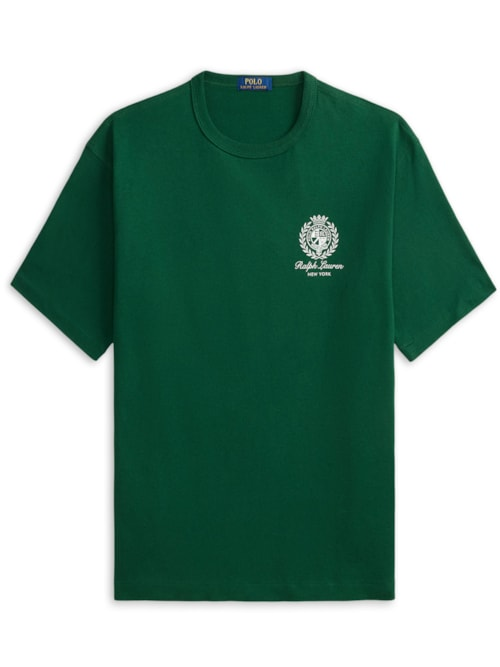 Camiseta Masculina Manga Curta Bordado Preppy - Verde