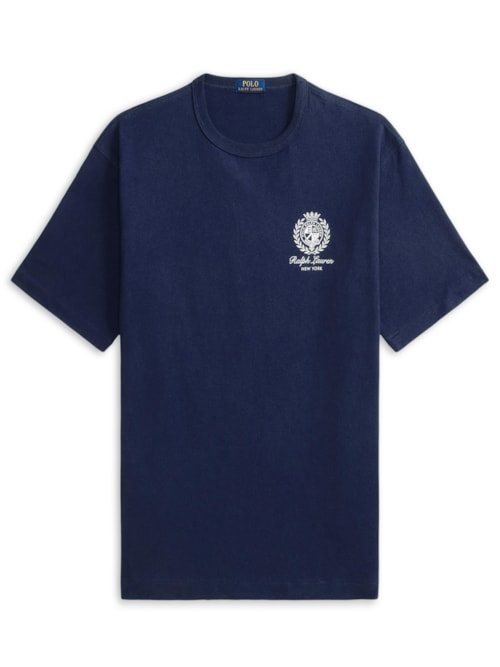 Camiseta Masculina Manga Curta Bordado Preppy - Azul Camiseta Masculina Manga Curta Bordado Preppy - Azul