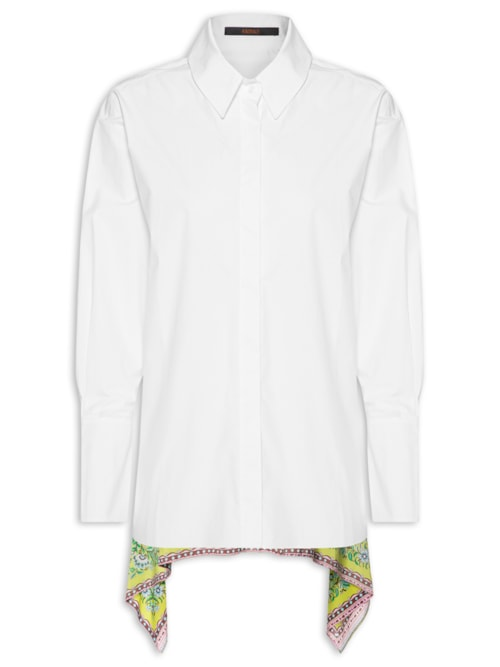 Camisa Feminina De Tricoline Costas De Lenço - Branco Camisa Feminina De Tricoline Costas De Lenço - Branco