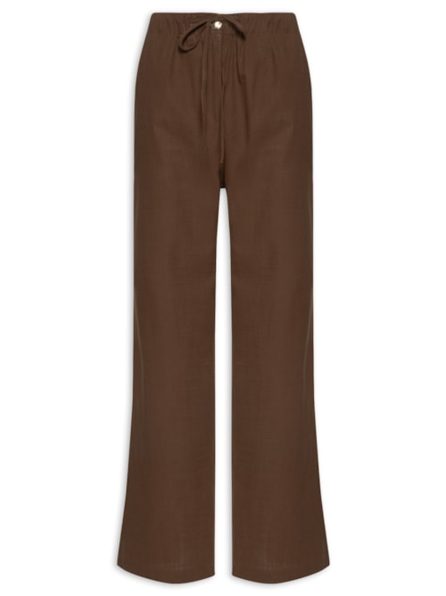 Calça Feminina Pantalona Com Cordão - Marrom