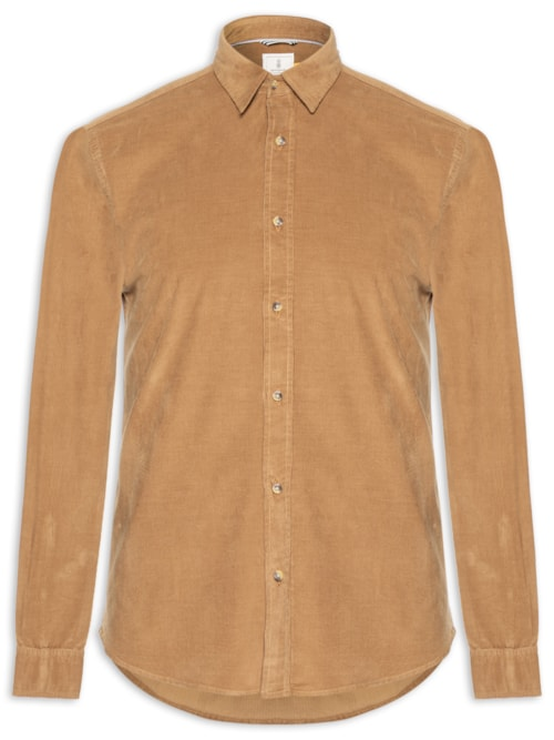 Camisa Masculina Leve Em Veludo - Bege