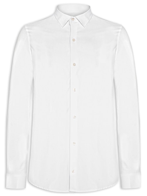 Camisa Masculina Social Slim Fit Tech Dots Respirável - Branco Camisa Masculina Social Slim Fit Tech Dots Respirável - Branco