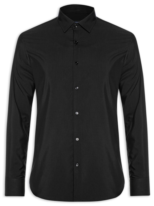 Camisa Masculina Social Slim Fit Algodão E Modal - Preto