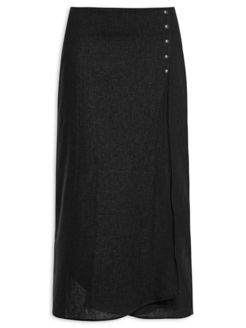 Saia Midi Transpasse - Preto Saia Midi Transpasse - Preto