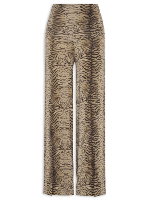 Calça Feminina Pantalona Estampa Felin Marrom