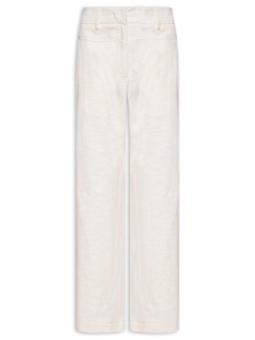 Calça Feminina Linho Recorte - Branco Calça Feminina Linho Recorte - Branco