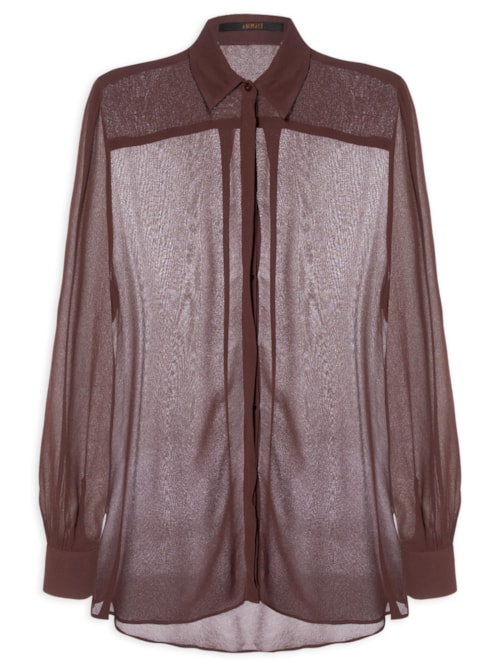Camisa Feminina Over Boho - Marrom
