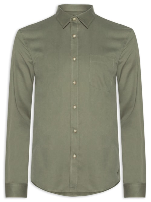 Camisa Masculina Casual Em Sarja Leve - Verde