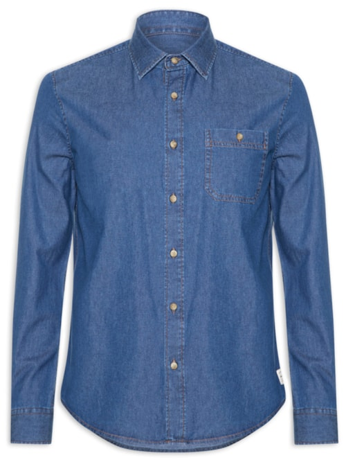 Camisa Jeans Masculina - Azul