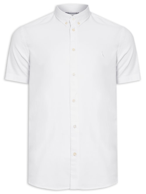 Camisa Masculina Manga Curta Oxford Color - Branco Camisa Masculina Manga Curta Oxford Color - Branco