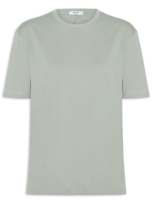 Camiseta Feminina Oversized Manga Curta - Cinza