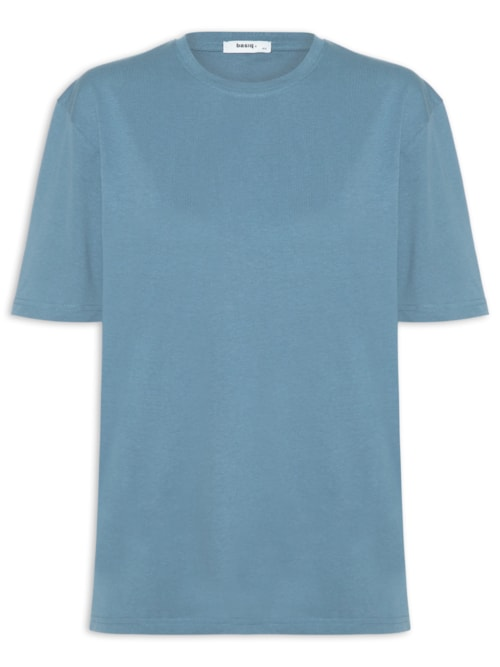 Camiseta Feminina Oversized Manga Curta - Azul Camiseta Feminina Oversized Manga Curta - Azul