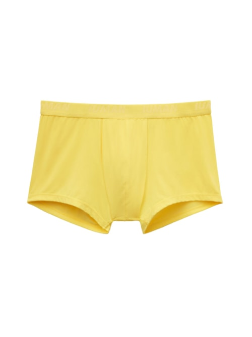 Cueca Boxer Em Microfibra Com Logótipo - Amarelo Cueca Boxer Em Microfibra Com Logótipo - Amarelo