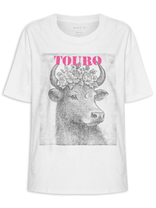 Camiseta Feminina Signo Touro - Branco Camiseta Feminina Signo Touro - Branco