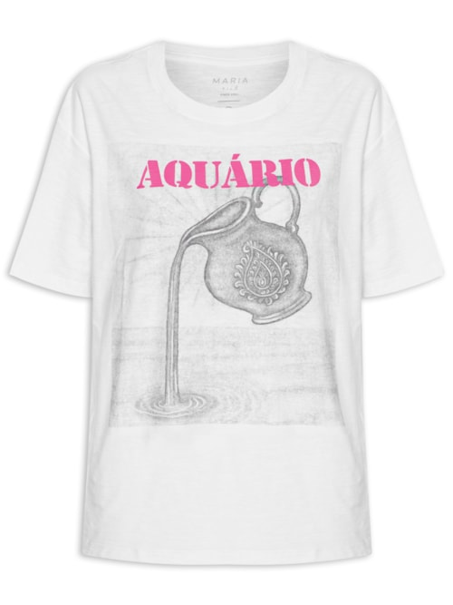 Camiseta Feminina Signo Aquário - Branco Camiseta Feminina Signo Aquário - Branco