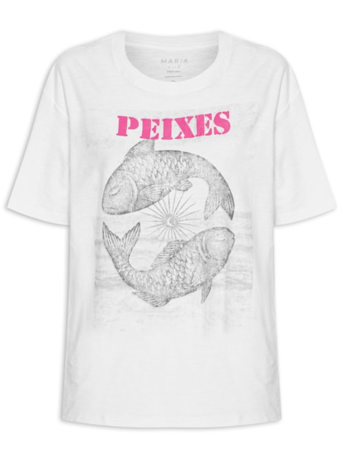 Camiseta Feminina Signo Peixes - Branco Camiseta Feminina Signo Peixes - Branco