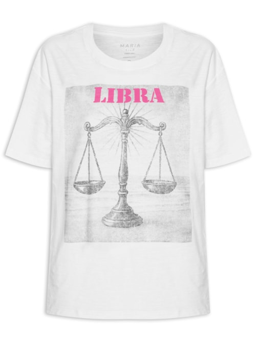 Camiseta Feminina Signo Libra - Branco Camiseta Feminina Signo Libra - Branco