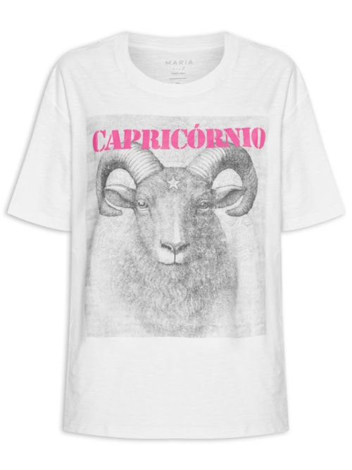 Camiseta Feminina Signo Capricórnio - Branco Camiseta Feminina Signo Capricórnio - Branco