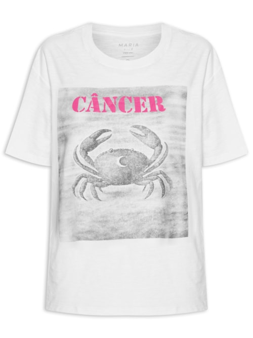 Camiseta Feminina Signo Câncer - Branco Camiseta Feminina Signo Câncer - Branco