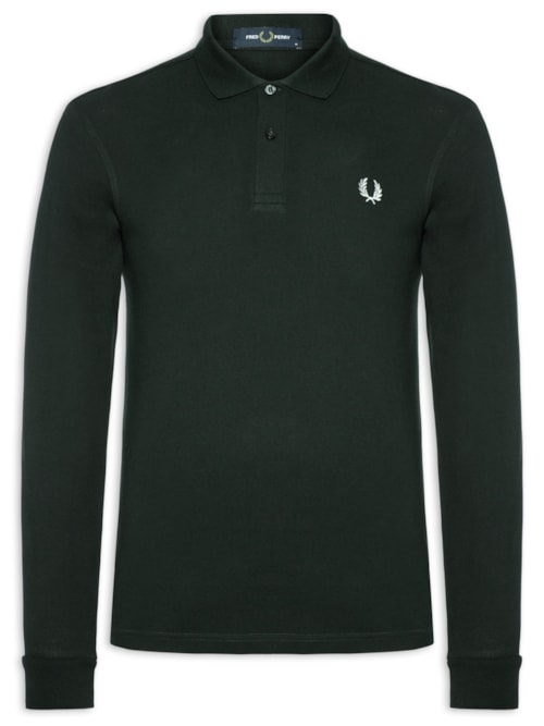 Polo Masculina "The Long Sleeve Fp Tennis Shirt" Regular Fit em Piquet de Algodão - Verde