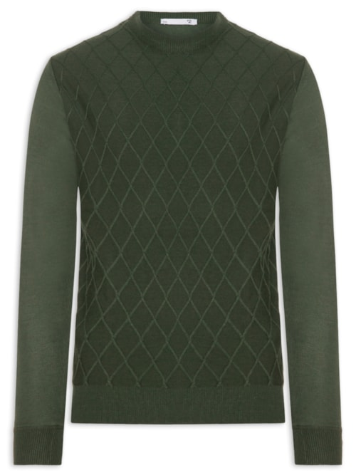 Tricot Masculino Gola Redonda Texturizado - Verde Tricot Masculino Gola Redonda Texturizado - Verde