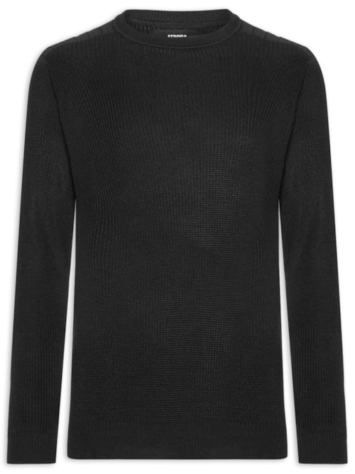 Suéter Masculino Tricot Gola Careca Armadura - Preto Suéter Masculino Tricot Gola Careca Armadura - Preto
