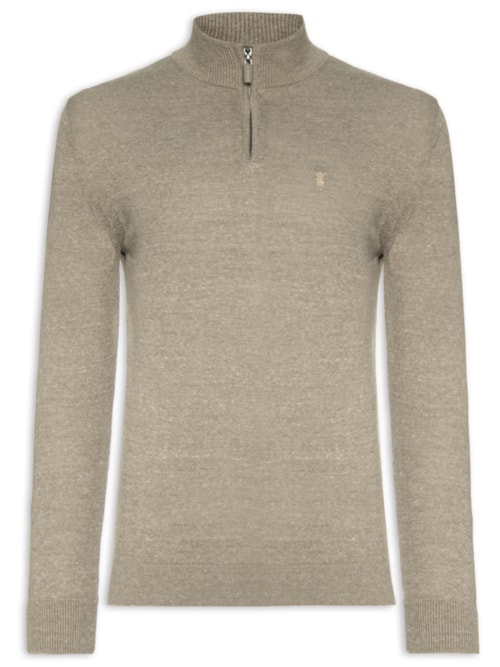 Suéter Masculino Tricot Liso Meio Zíper - Marrom Suéter Masculino Tricot Liso Meio Zíper - Marrom