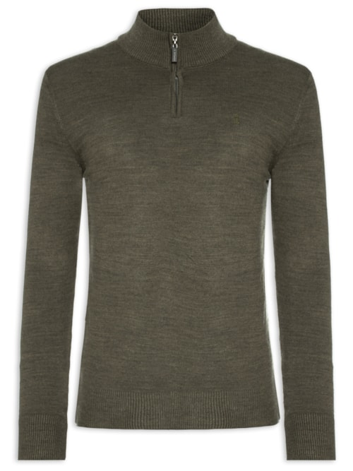 Suéter Masculino Tricot Liso Meio Zíper - Verde Suéter Masculino Tricot Liso Meio Zíper - Verde