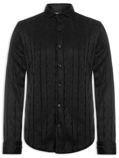 Camisa Masculina Overshirt Malha Tricot Trança - Preto Camisa Masculina Overshirt Malha Tricot Trança - Preto