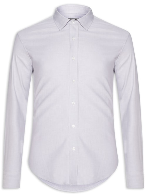 Camisa Masculina Oxford Manga Longa - Cinza Camisa Masculina Oxford Manga Longa - Cinza