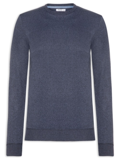 Suéter Masculino Tricot Gola Redonda Básico - Azul Suéter Masculino Tricot Gola Redonda Básico - Azul