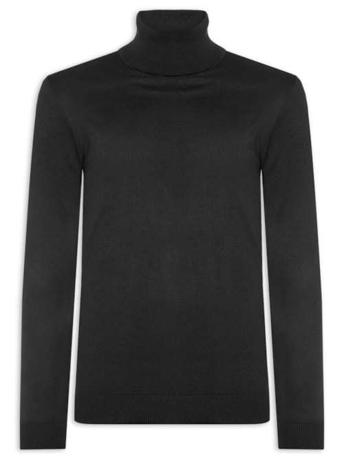 Suéter Masculino Tricot Gola Rolê - Preto Suéter Masculino Tricot Gola Rolê - Preto