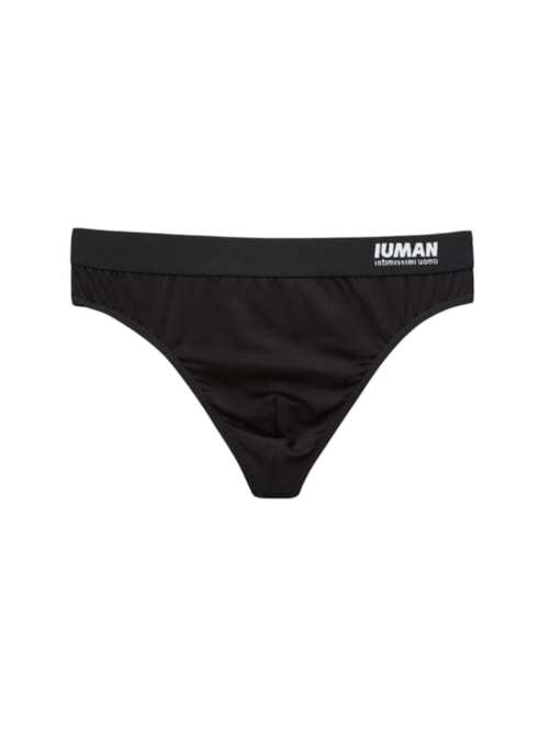 Cueca Fio Dental Em Microfibra Com Logótipo - Preto Cueca Fio Dental Em Microfibra Com Logótipo - Preto