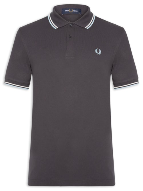 Polo Masculina Twin Tipped Regular Fit Em Piquet De Algodão - Cinza Polo Masculina Twin Tipped Regular Fit Em Piquet De Algodão - Cinza