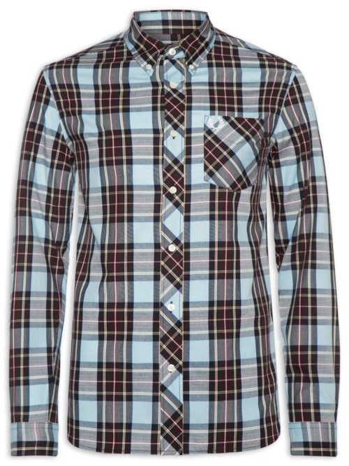 Camisa Masculina Regular Fit Classic Tartan Em Algodão - Azul Camisa Masculina Regular Fit Classic Tartan Em Algodão - Azul