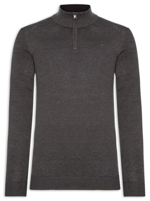 Suéter Masculino Half Zip Logo Surton Tricot - Cinza