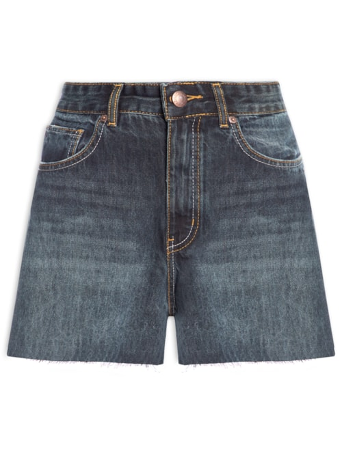 Short Feminino Jeans Evasê - Azul