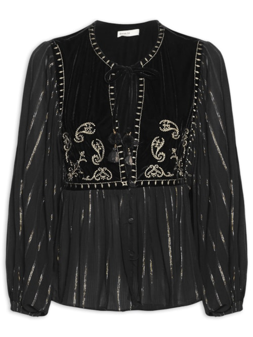 Blusa Feminina Lurex Pala Veludo - Preto Blusa Feminina Lurex Pala Veludo - Preto