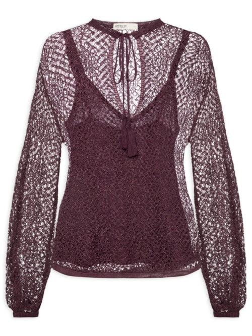 Bata Tricot Rendado Marrom Bata Tricot Rendado Marrom