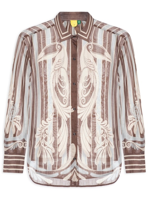 Camisa Feminina Coletânea Tropical - Marrom Camisa Feminina Coletânea Tropical - Marrom