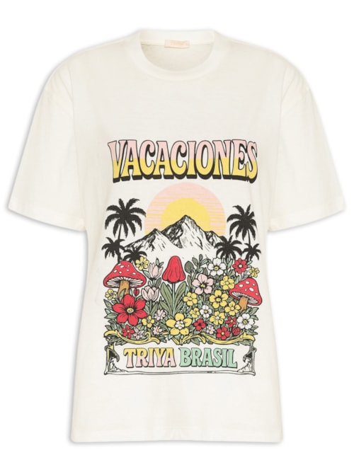 Camiseta Feminina Vacaciones Branco Camiseta Feminina Vacaciones Branco