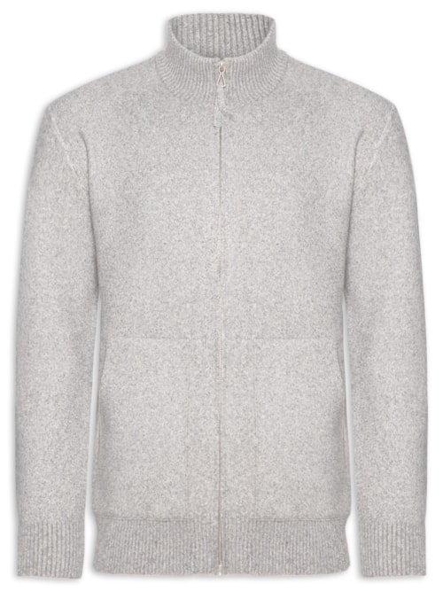 Suéter Masculino Gola Alta Com Zíper - Cinza Suéter Masculino Gola Alta Com Zíper - Cinza