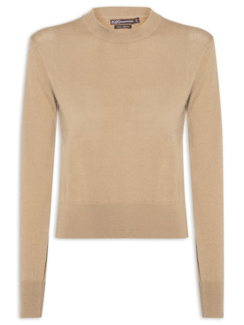 Suéter Feminino Pull Theodora Khaki Tricot - Bege Suéter Feminino Pull Theodora Khaki Tricot - Bege