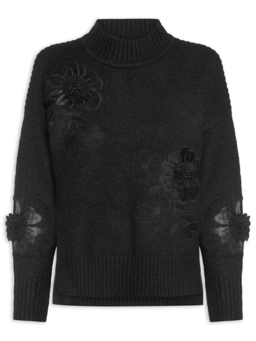 Suéter Feminino Pull June Tricot - Preto Suéter Feminino Pull June Tricot - Preto