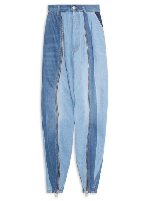 Calça Feminina Denim Patchwork Sarouel Pants - Azul