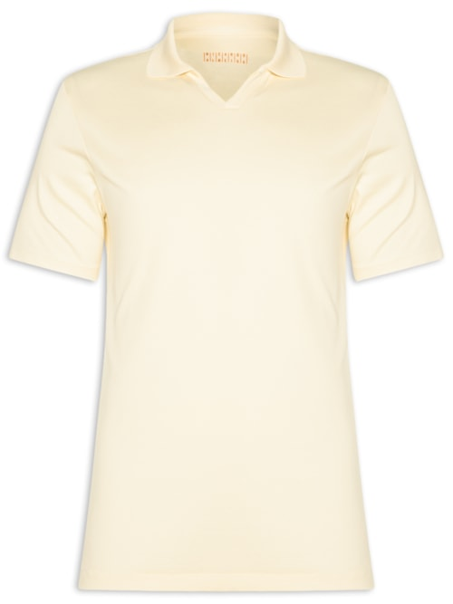 Polo Masculina Interlock Gola V Duplo Em Algodão Pima - Amarelo Polo Masculina Interlock Gola V Duplo Em Algodão Pima - Amarelo