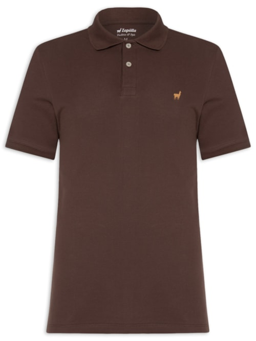 Polo Masculina Lhama Em Malha Piquet - Marrom Polo Masculina Lhama Em Malha Piquet - Marrom