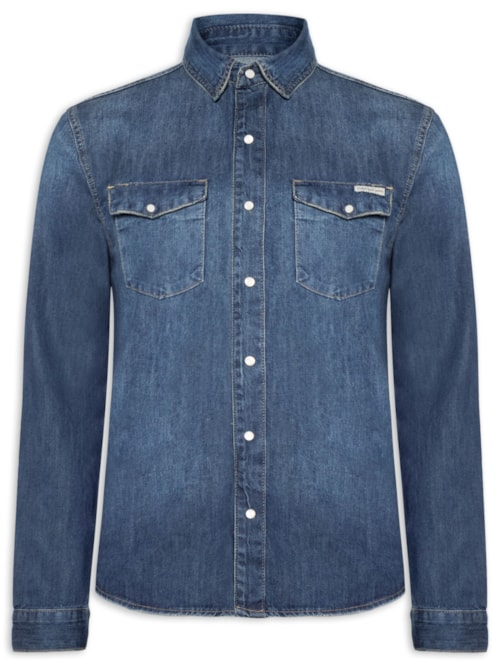 Camisa Masculina Jeans Azul