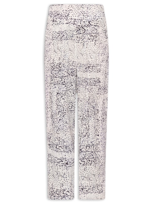 Calça Pregas Textura Tile Feminina Preto